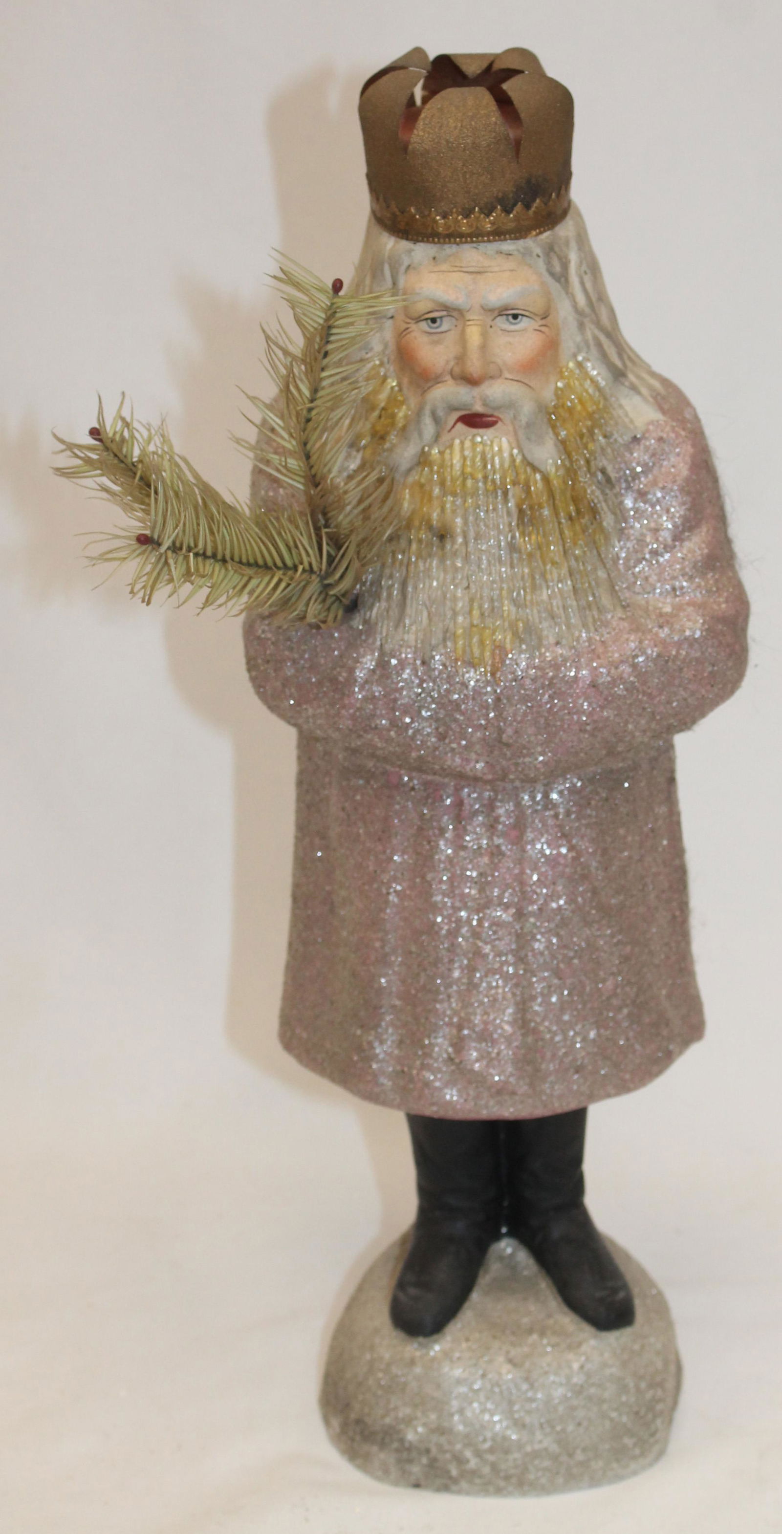 Artisan Kathy Patterson Santa candy container holding evergreen - sgnd and dated 2004 on the bottom (1 of 6)