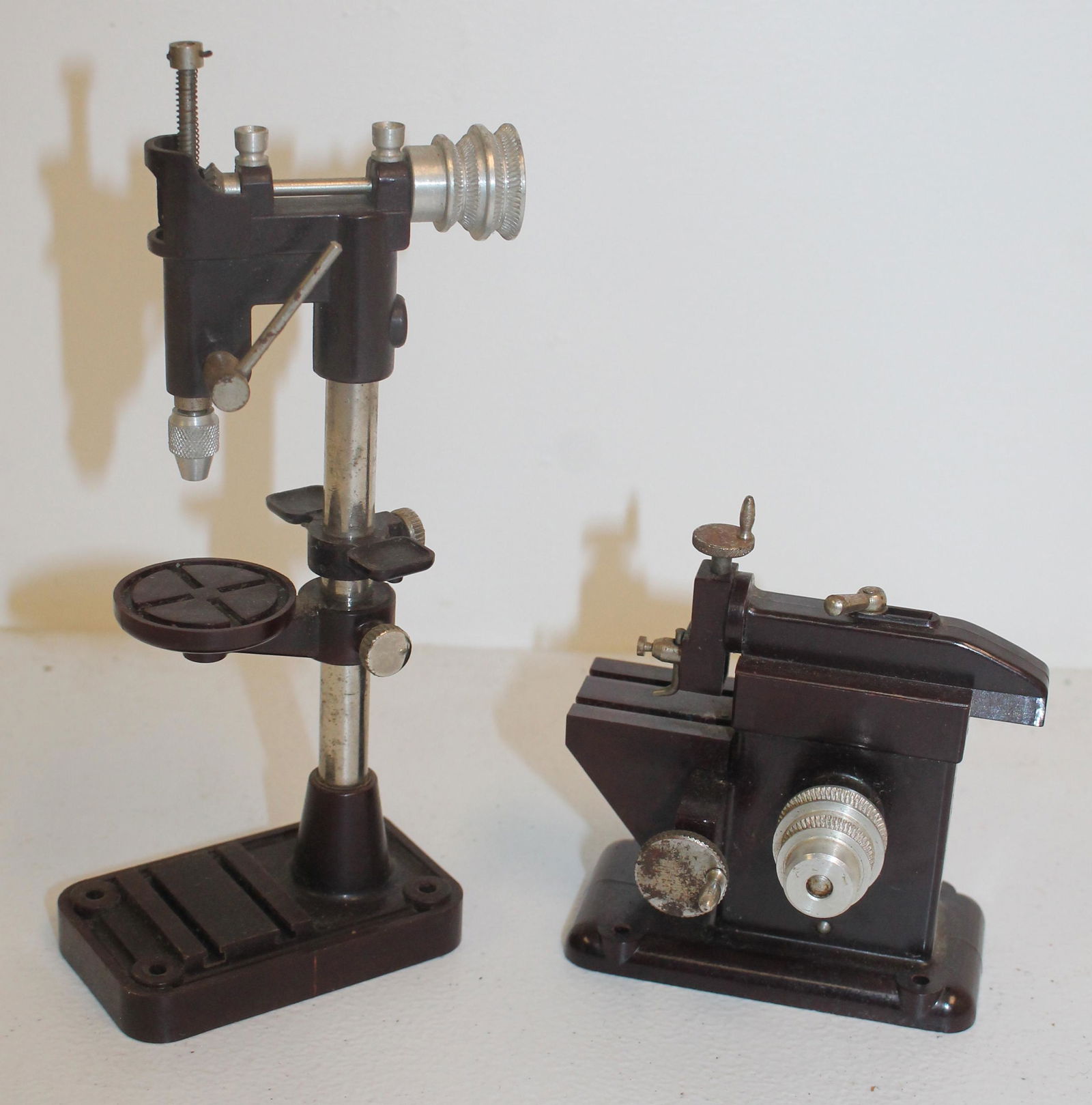 Lot of 2 miniature toy tools incl 7" drill press & 4" lathe (1 of 5)