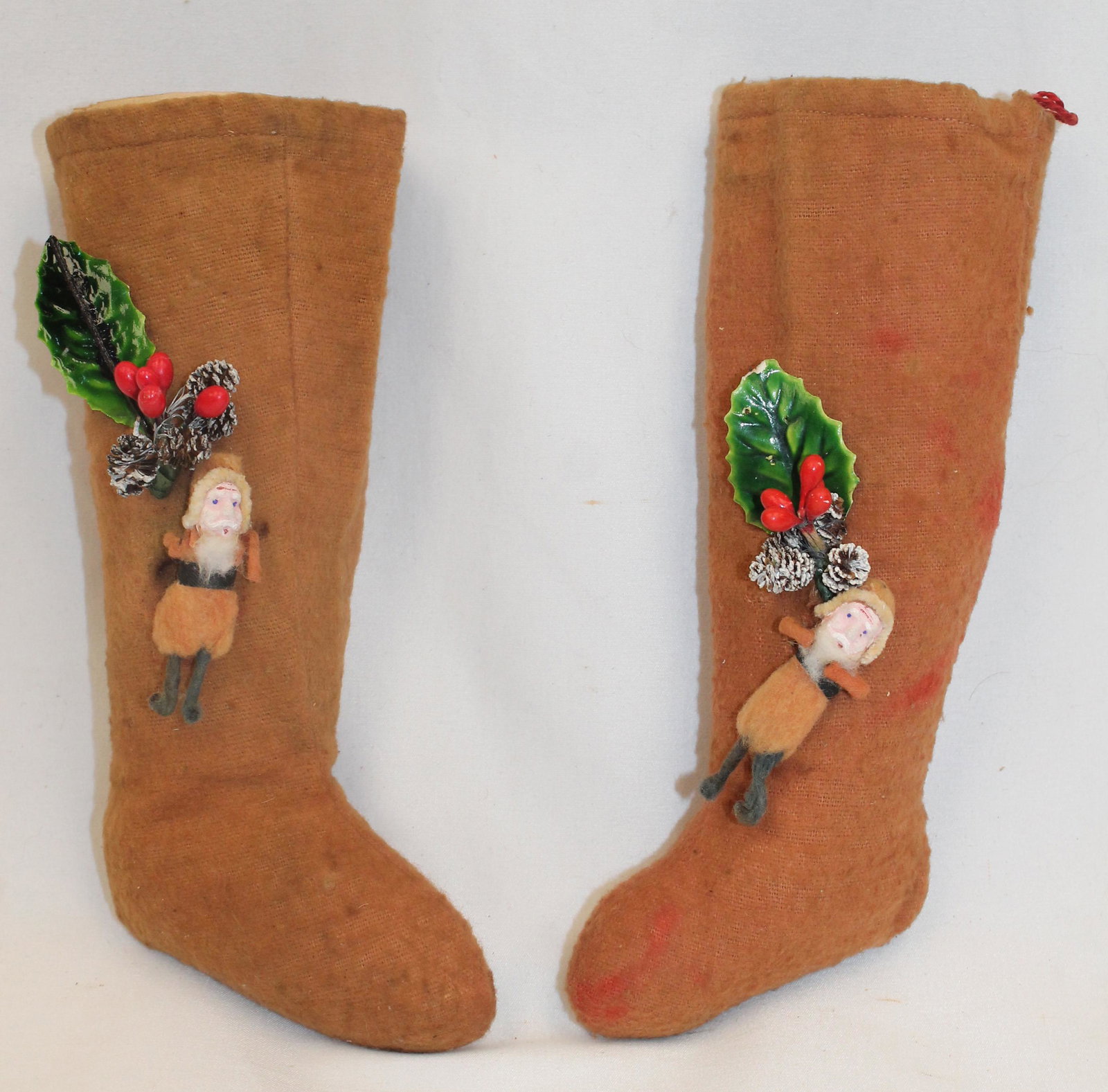 Pair of 9" decorated Christmas stocking candy containers (1 of 6)