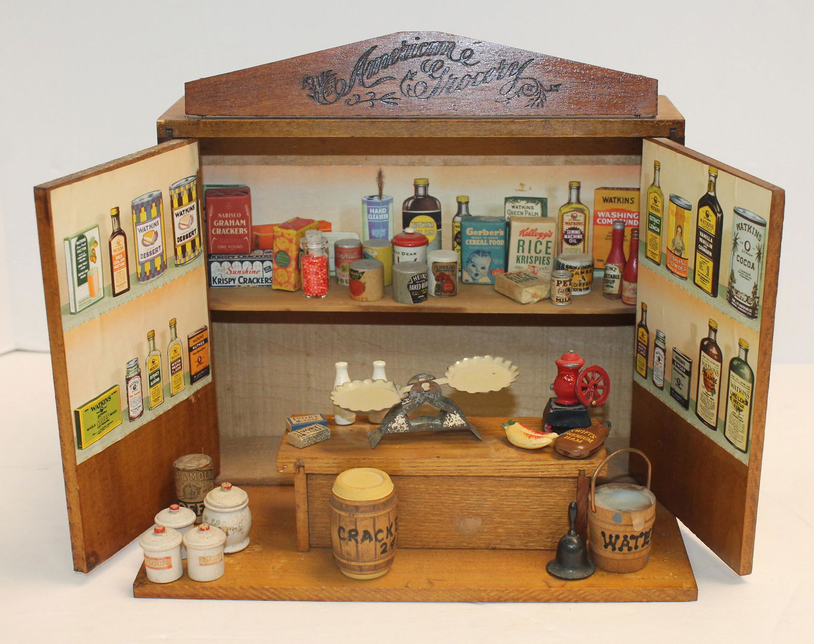Vintage/Antique American toy Grocery Store with many accessories incl food, scale, grinder, etc - (1 of 6)