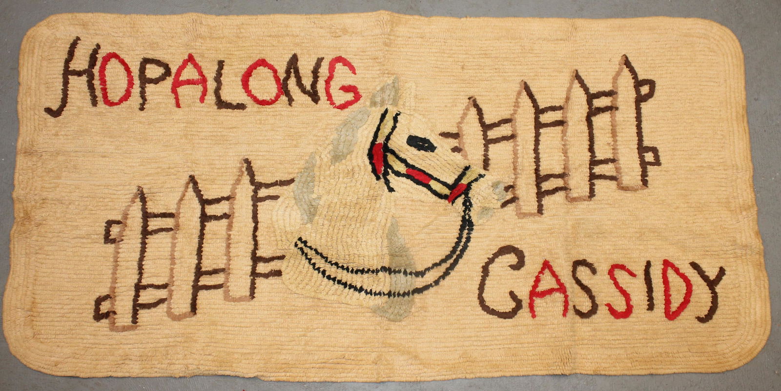 Vintage Hopalong Cassidy chenille bedspread & small area rug/mat (1 of 5)