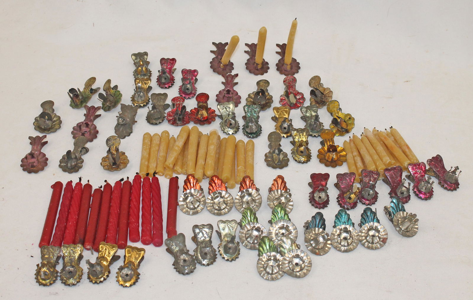 Large lot of Antique Christmas candle clips & candles (1 of 10)