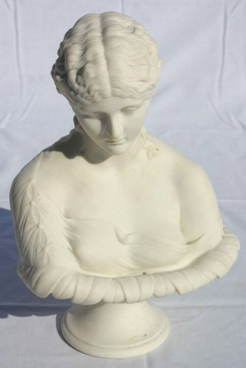 fine quality antique Parian bust of a woman - 10 1/: fine quality antique Parian bust of a woman - 10 1/2" tall