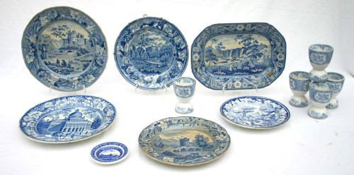 lot of 12 pcs of mostly 19thC blue & white china i: lot of 12 pcs of mostly 19thC blue & white china incl egg cups, small tray & dishes