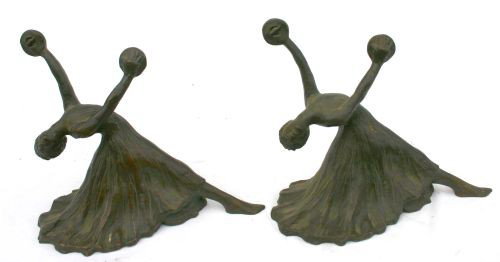 fine sgnd NL Thompson pr of 6" tall x 7" long Gorh: fine sgnd NL Thompson pr of 6" tall x 7" long Gorham Co Founders bronze female dancer bookends
