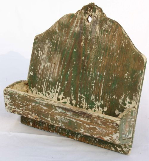 ca 1830's rare chestnut Eastern CT wall box in ori: ca 1830's rare chestnut Eastern CT wall box in orig green paint - 10 1/2" tall x 10" wide