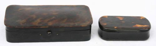 2 antique Tortoise shell trinket boxes - 5 1/2" &: 2 antique Tortoise shell trinket boxes - 5 1/2" & 3 1/2"