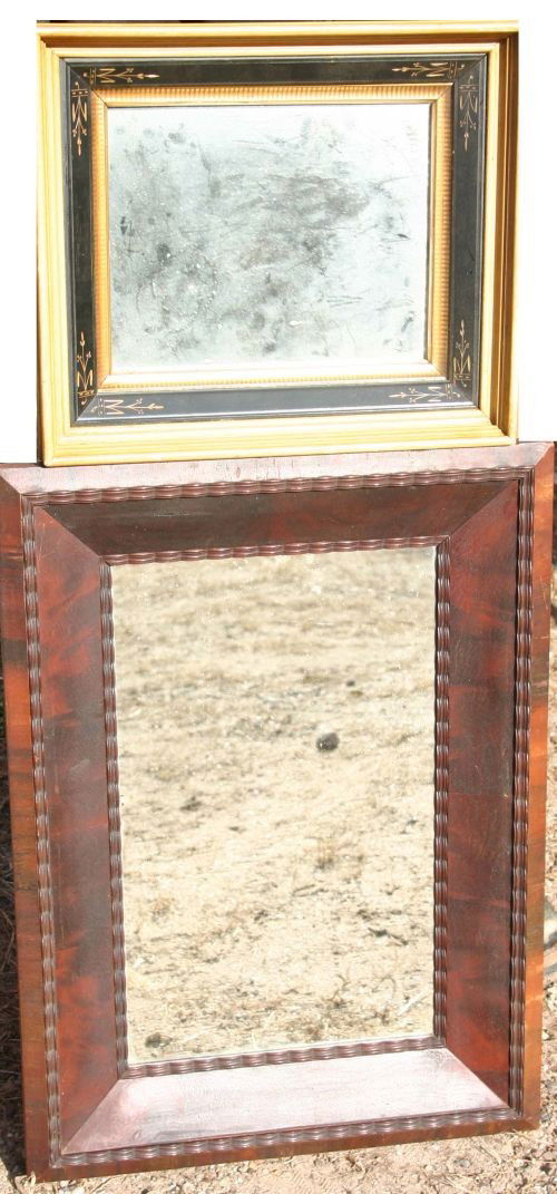 lot of 2 antique mirrors - 14"x12" Eastlake Vict w: lot of 2 antique mirrors - 14"x12" Eastlake Vict w etched dec & a 23 1/2"x17" ca 1830's ogee