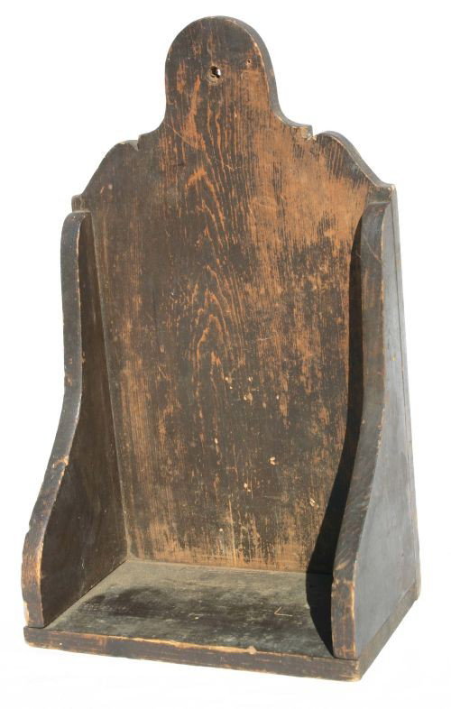 19thC pine candle shelf in orig brown paint - 14"x: 19thC pine candle shelf in orig brown paint - 14"x8"x5"