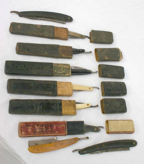 9 antique straight edge razors: 9 antique straight edge razors