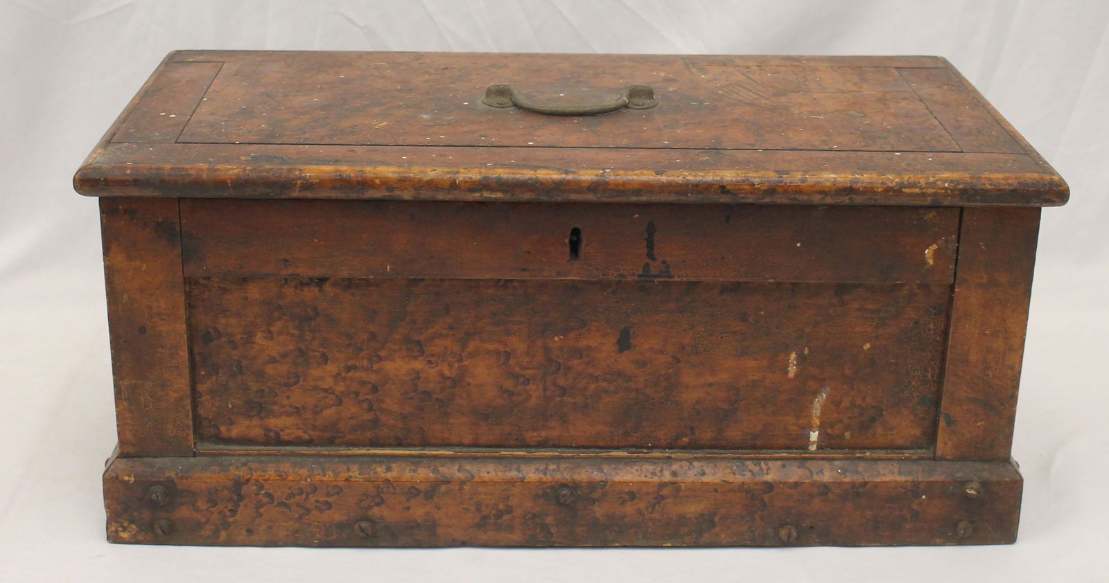 Antique grain painted (or figured wood) dec tool box - 8 1/2" tall x 20 1/2" wide x 10 3/4" deep (1 of 4)