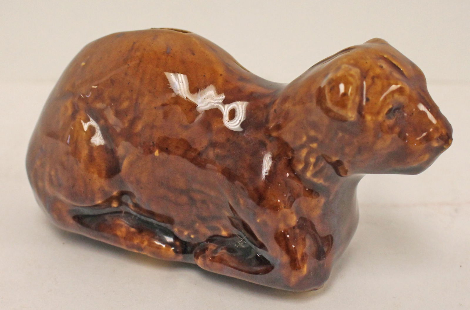 Ceramic cat still bank - 5" long (1 of 5)