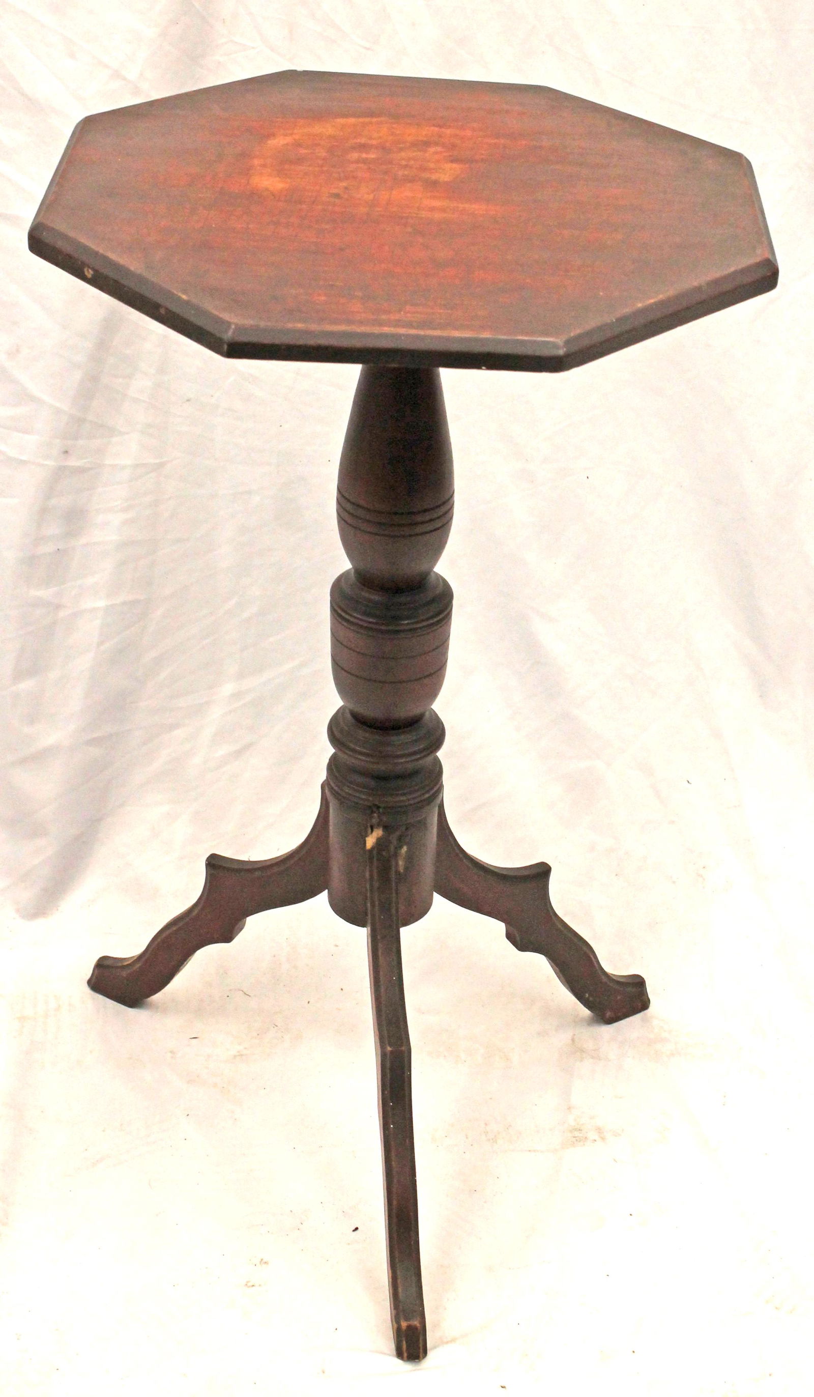 Antique cherry candlestand w octagonal top on Eastlake legs (1 of 6)