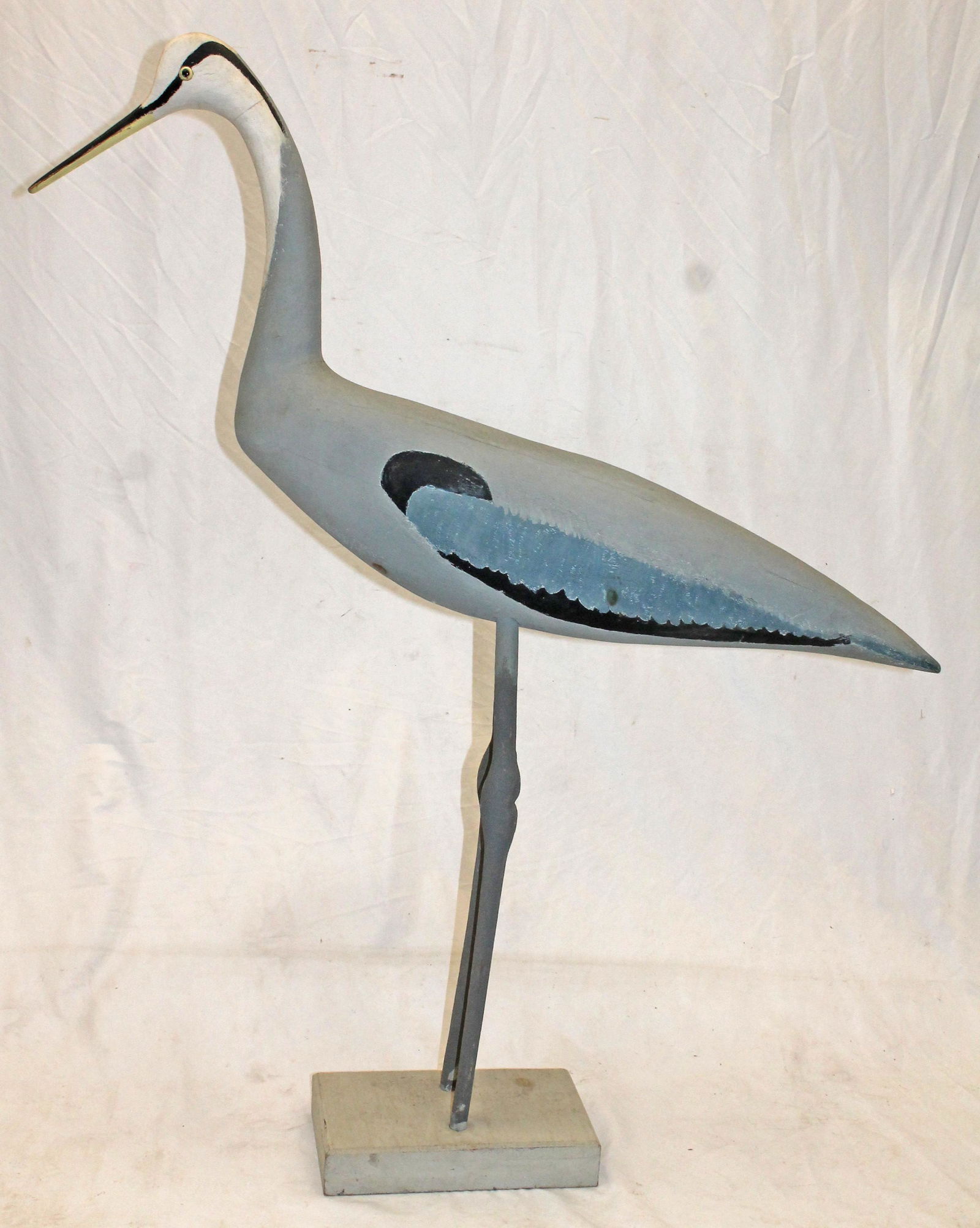 Life size wooden painted carved crane - 46" tall x 36" long (1 of 8)
