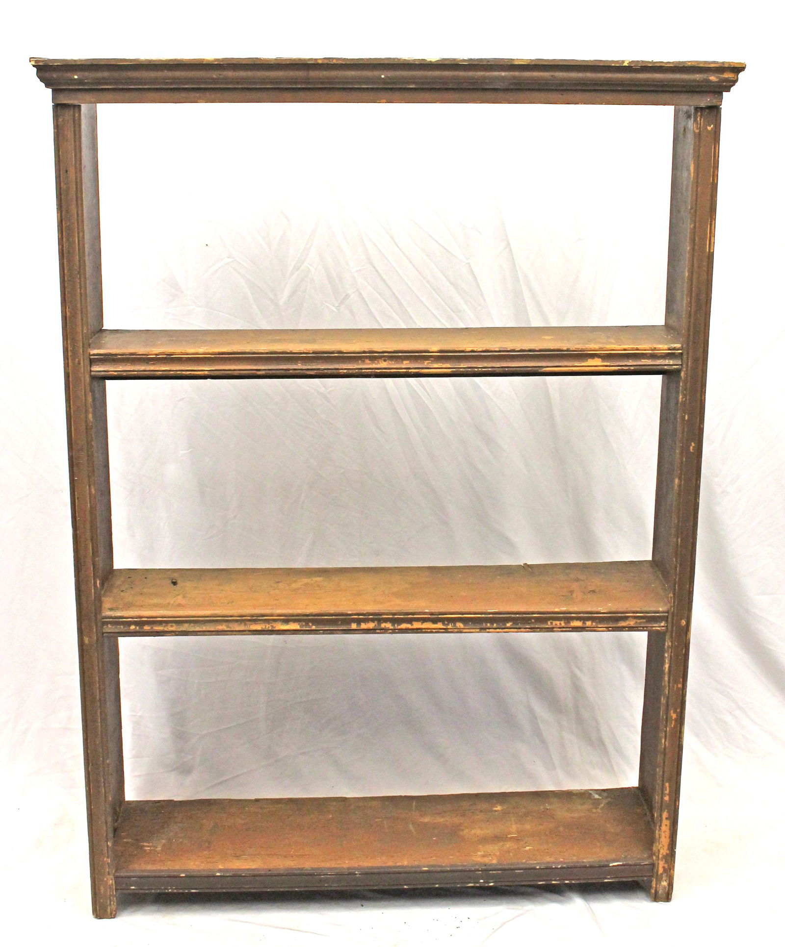Antique 3 tier wall shelf in nutmeg paint - 60 1/2" tall x 44 1/2" wide x 12 1/2" deep (1 of 8)