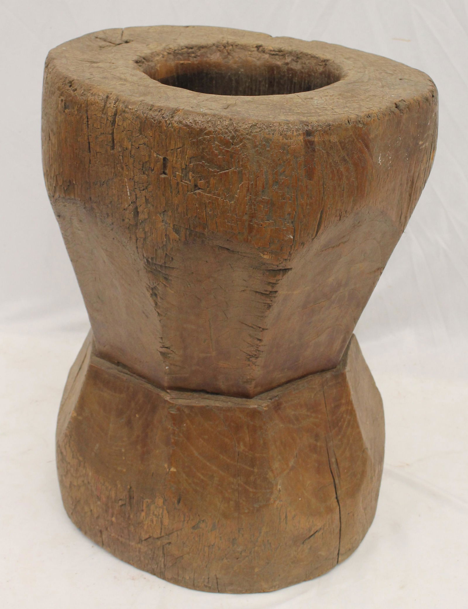 Very large 17thC sawn birch corn mortar - 18 3/4" tall x 13" wide x 12 1/2" deep (1 of 9)