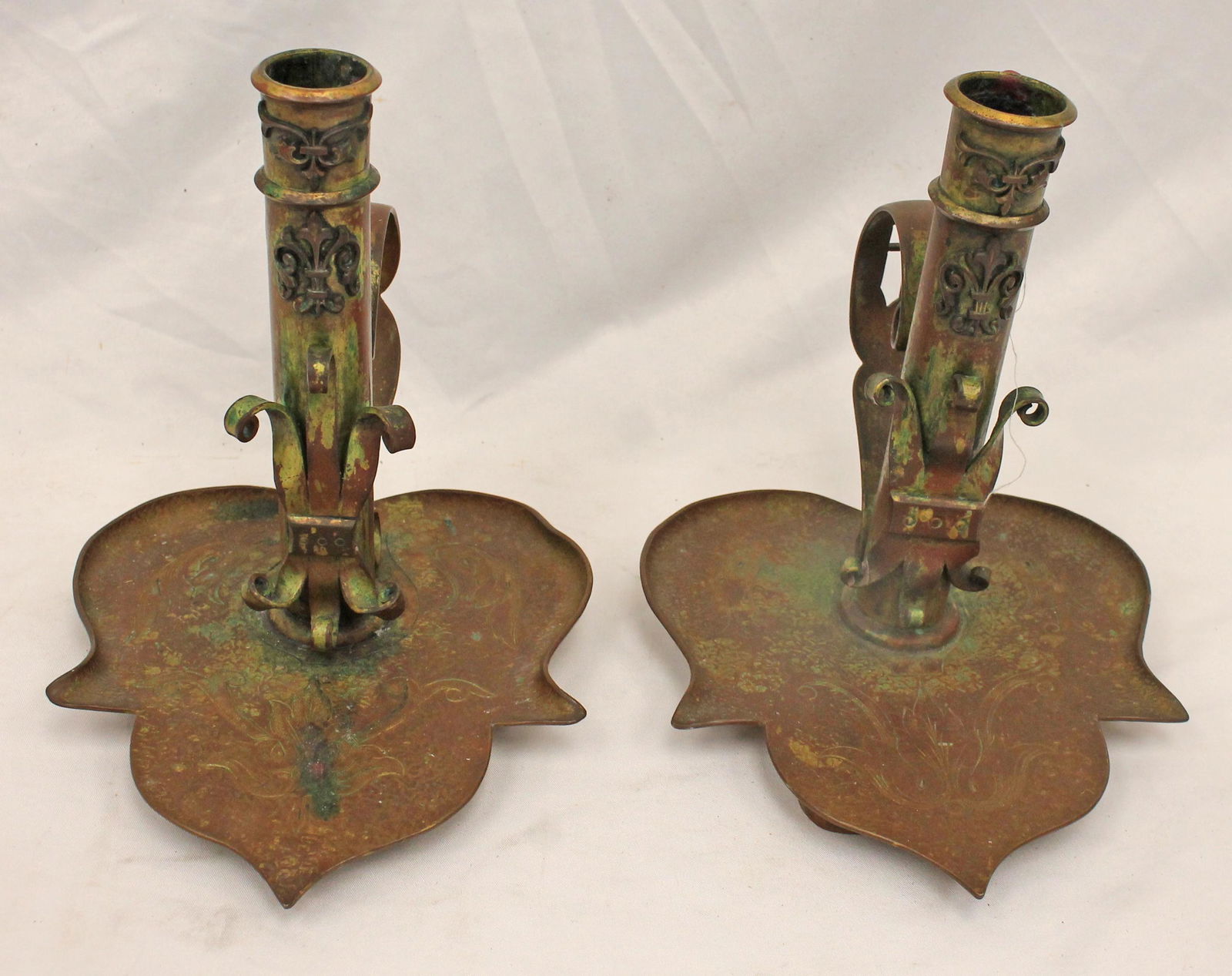 Pr of antique bronze candlesticks - 7" tall (1 of 7)