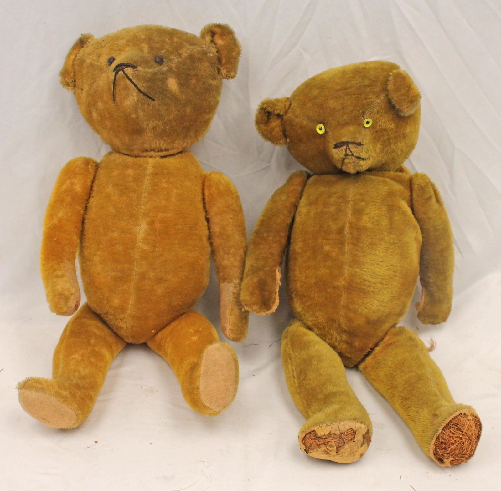 Lot of 2 large antique mohair teddy bears w jointed limbs - as found - approx 24" tall (1 of 9)