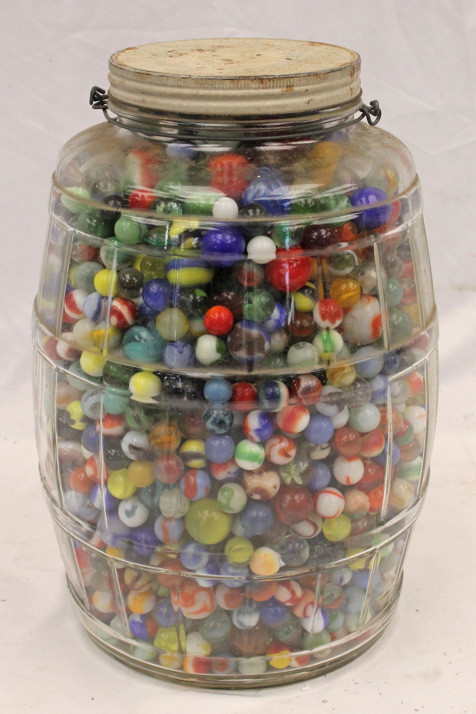 Large jar filled with marbles - 13 1/2" tall jar (1 of 9)