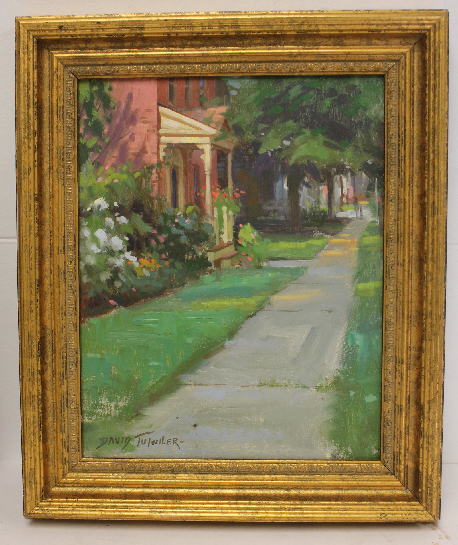 David Tulwiler 8"x10" o/bd titled "Saxton's River, Vermont" on Gregory Gallery (Darien, CT) label on: David Tulwiler 8"x10" o/bd titled "Saxton's River, Vermont" on Gregory Gallery (Darien, CT) label on verso