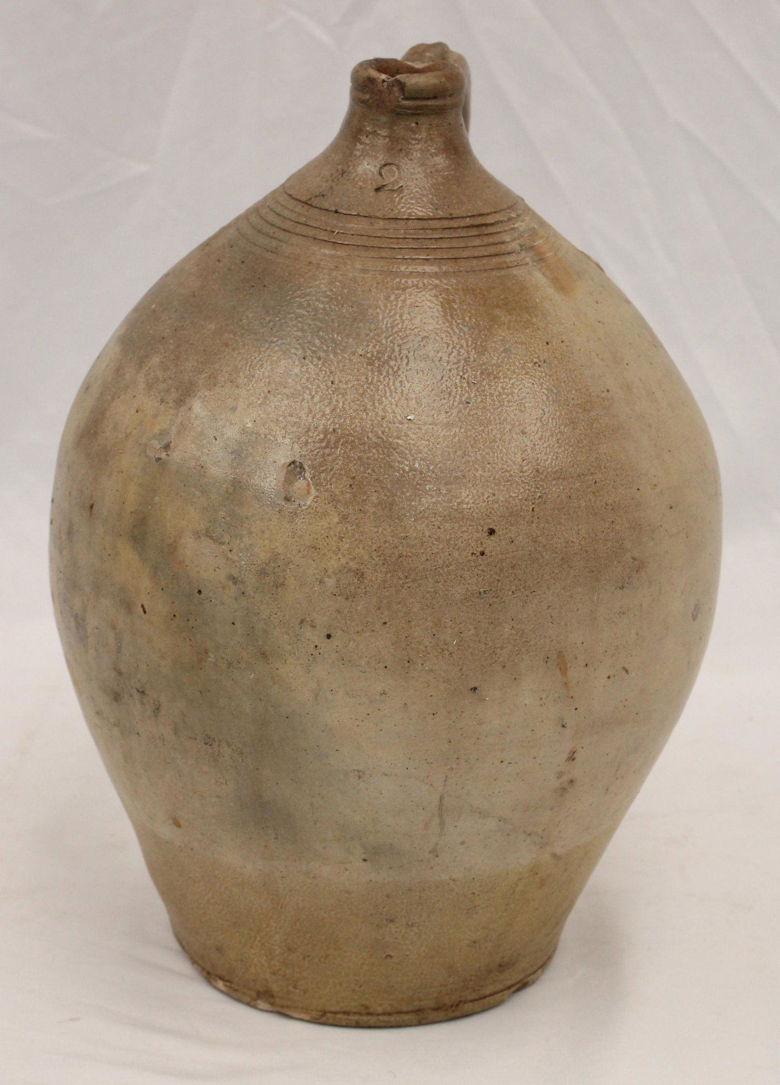 Antique stoneware 2 gal Boston ovoid jug - 12" tall (1 of 11)