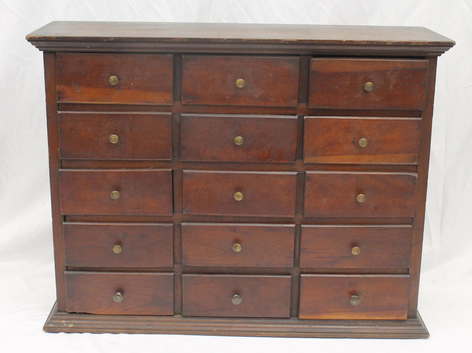 Antique 15 drawer apothecary chest - 22 1/2" tall x 29 1/4" wide x 9 1/2" deep (1 of 4)