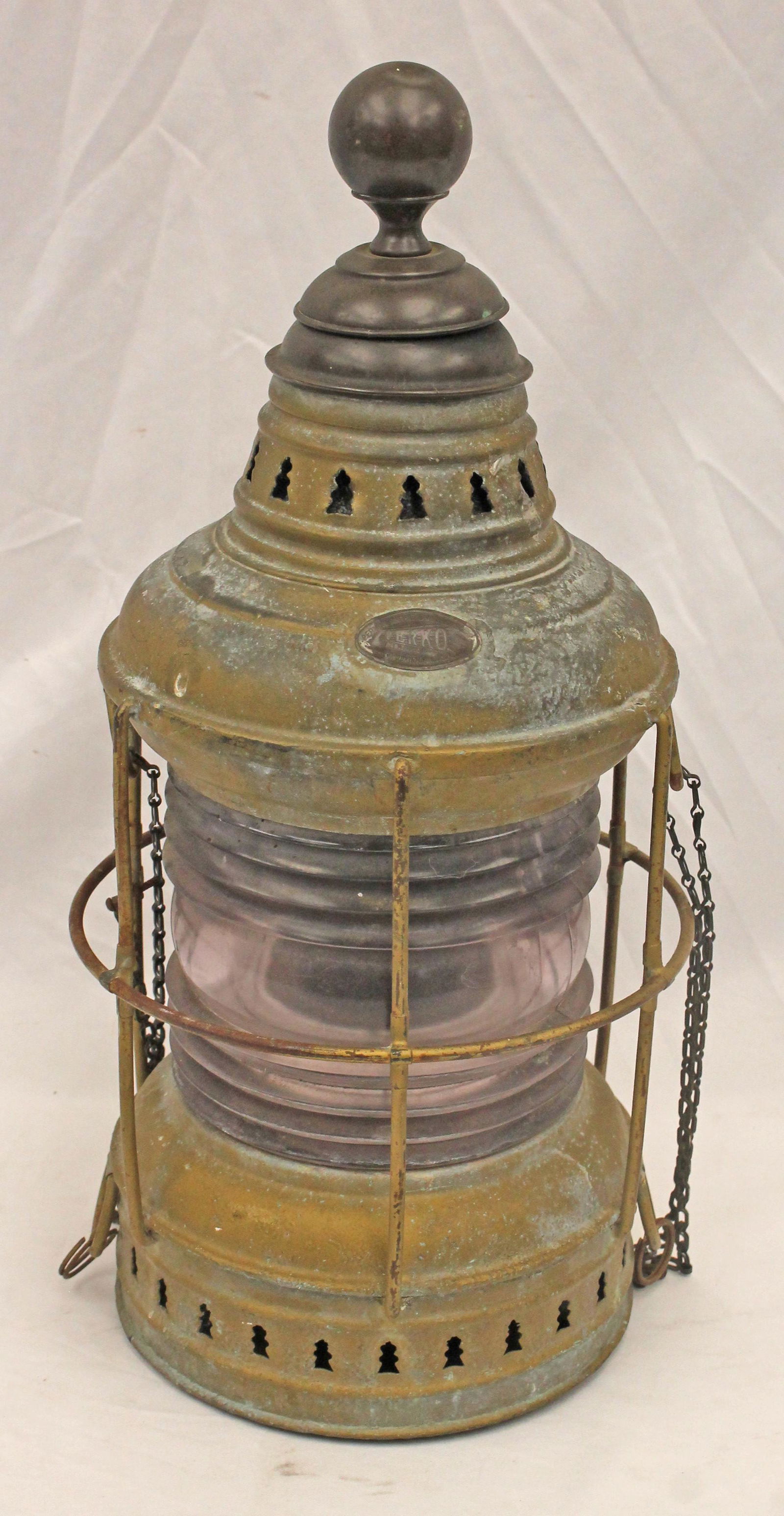 Antique brass Perko Nautical lantern - 17" tall (1 of 5)