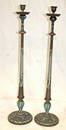 Carved wooden & painted pr of floor standing candlesticks - 42 1/2" tall