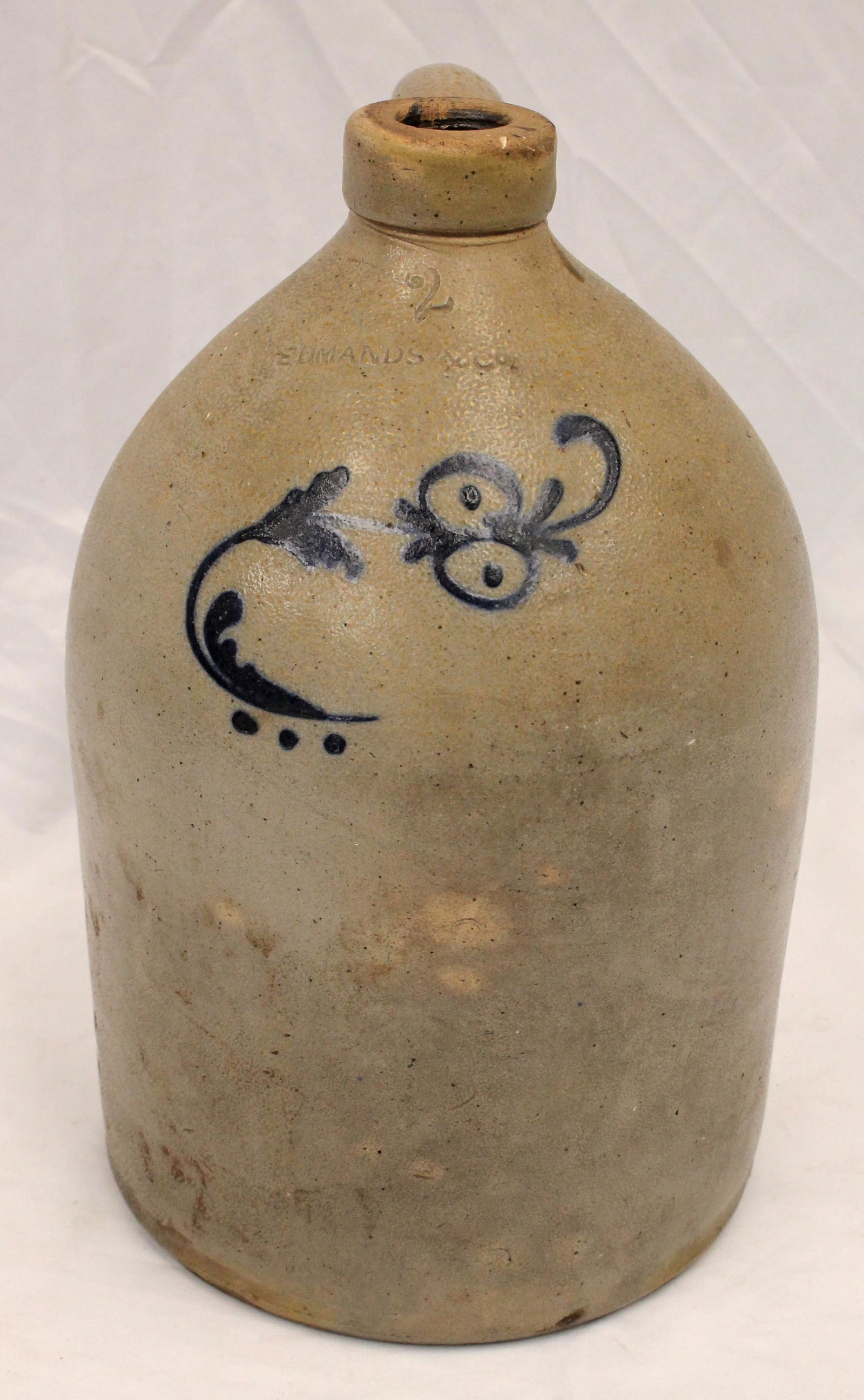 Edmands & Co (Charlestown, MA) stoneware cobalt dec 2 gal jug - 13" tall (1 of 7)