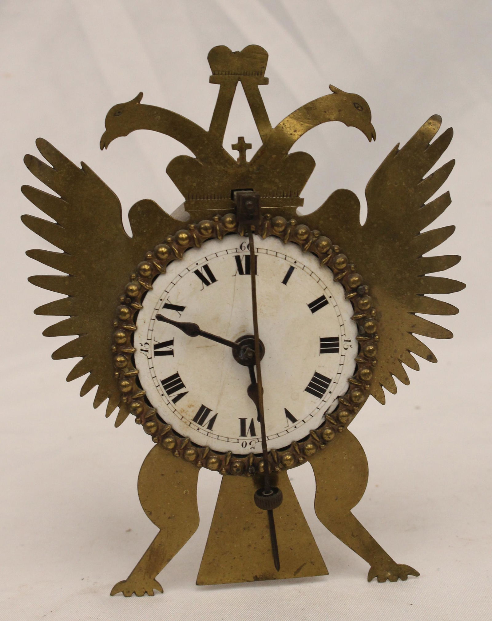 Brass double eagle form clock - 5 3/4" tall (1 of 5)