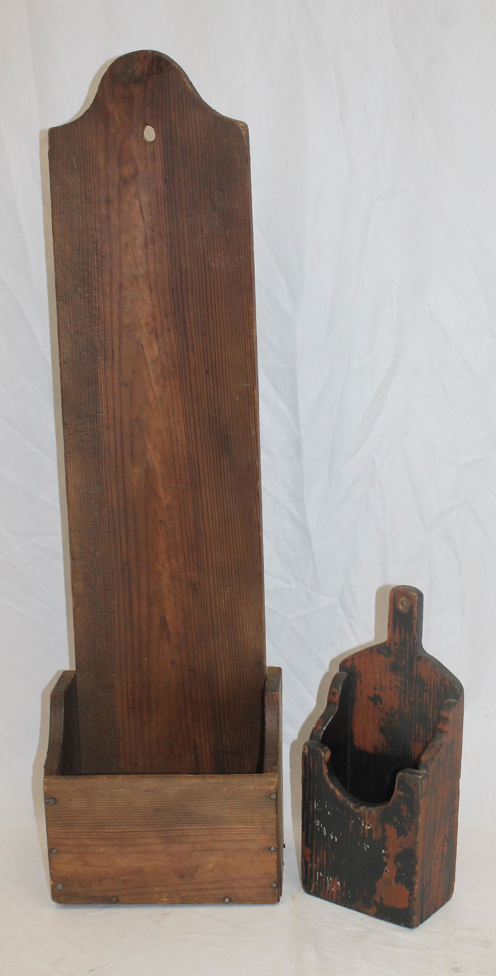 Lot of 2 wall boxes incl 1 w very tall tombstone back in natural surface - 30 3/4" tall x 8 1/2" (1 of 7)