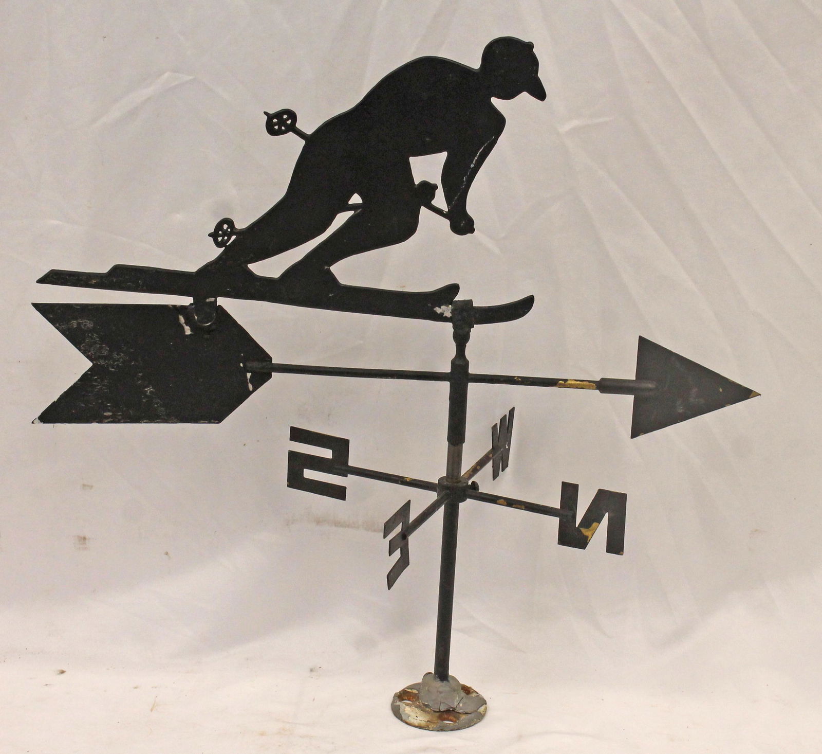 Sheet iron skiier on arrow weathervane - 17 1/2" tall x 18" wide (1 of 6)