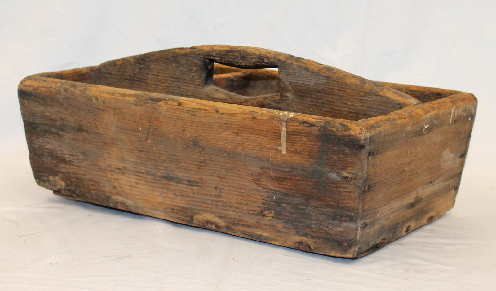 Antique wooden divided tote/carrier - 14 1/4" x 5 1/2" tall x 9" deep: Antique wooden divided tote/carrier - 14 1/4" x 5 1/2" tall x 9" deep