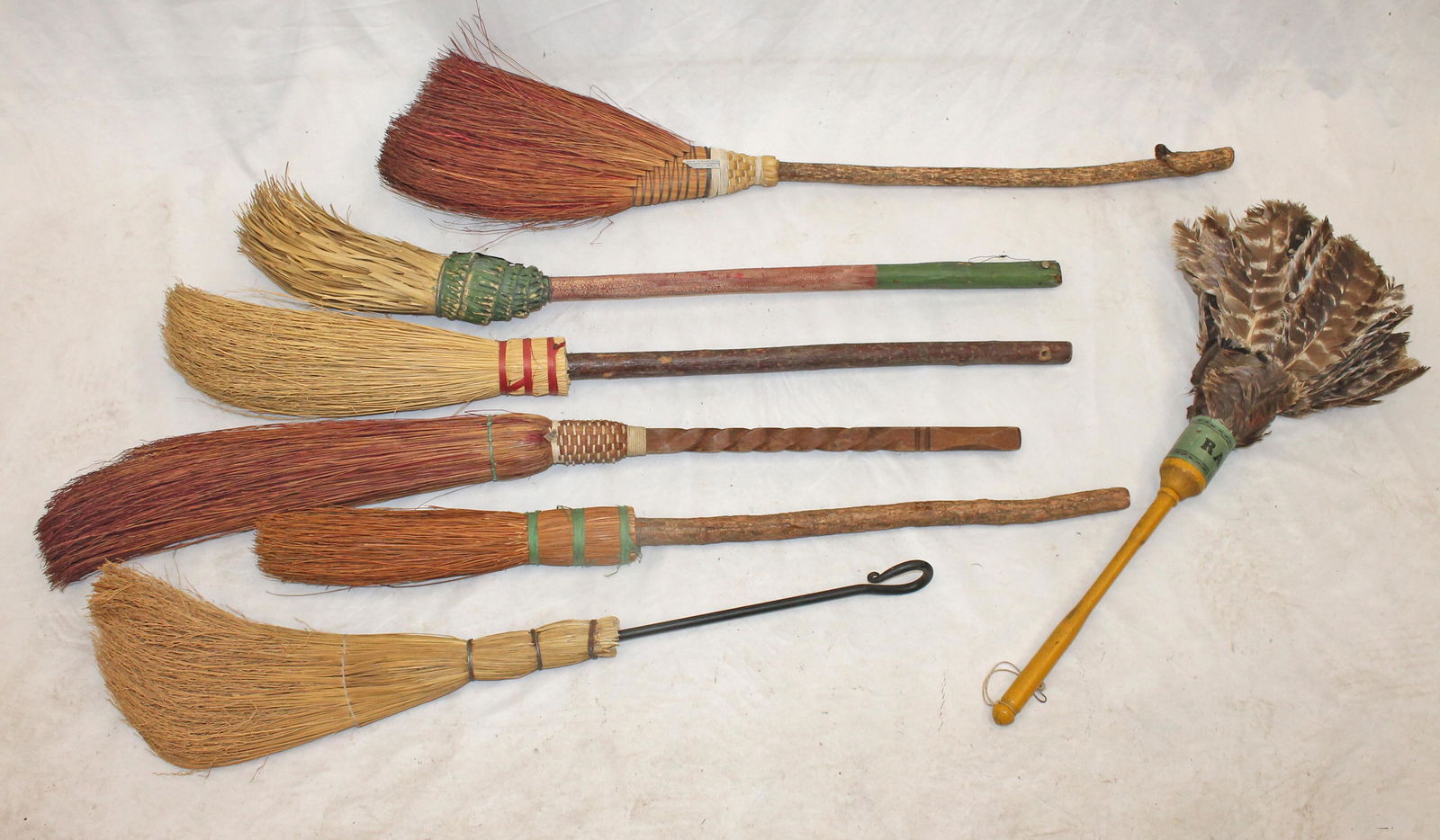 Lot of 5 hearth brooms & 1 feather duster (1 of 5)
