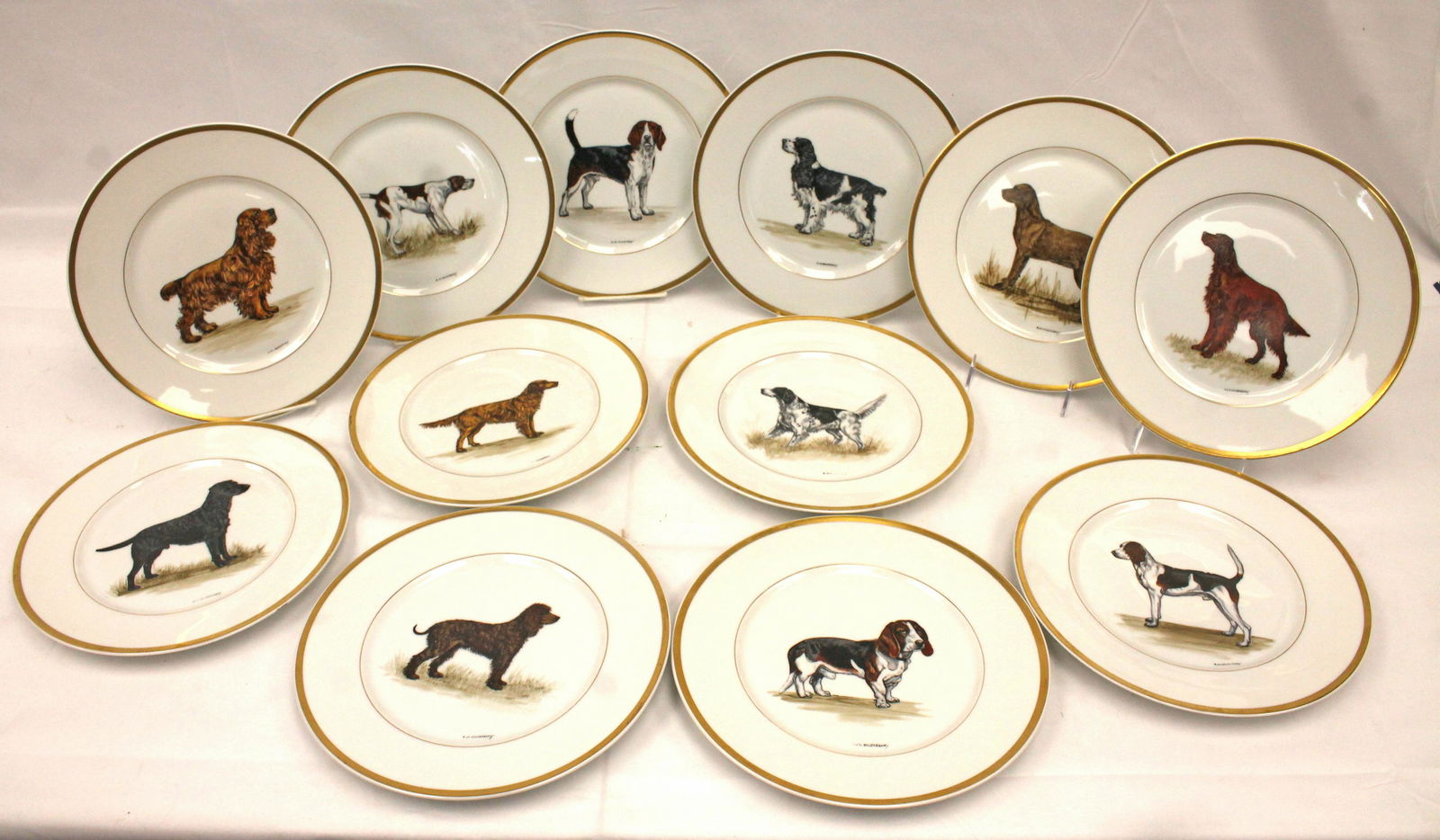 Set of 12 Czechoslovakian Bohemian China dinner plates painted expressly for Abercrombie & Fitch, NY (1 of 14)