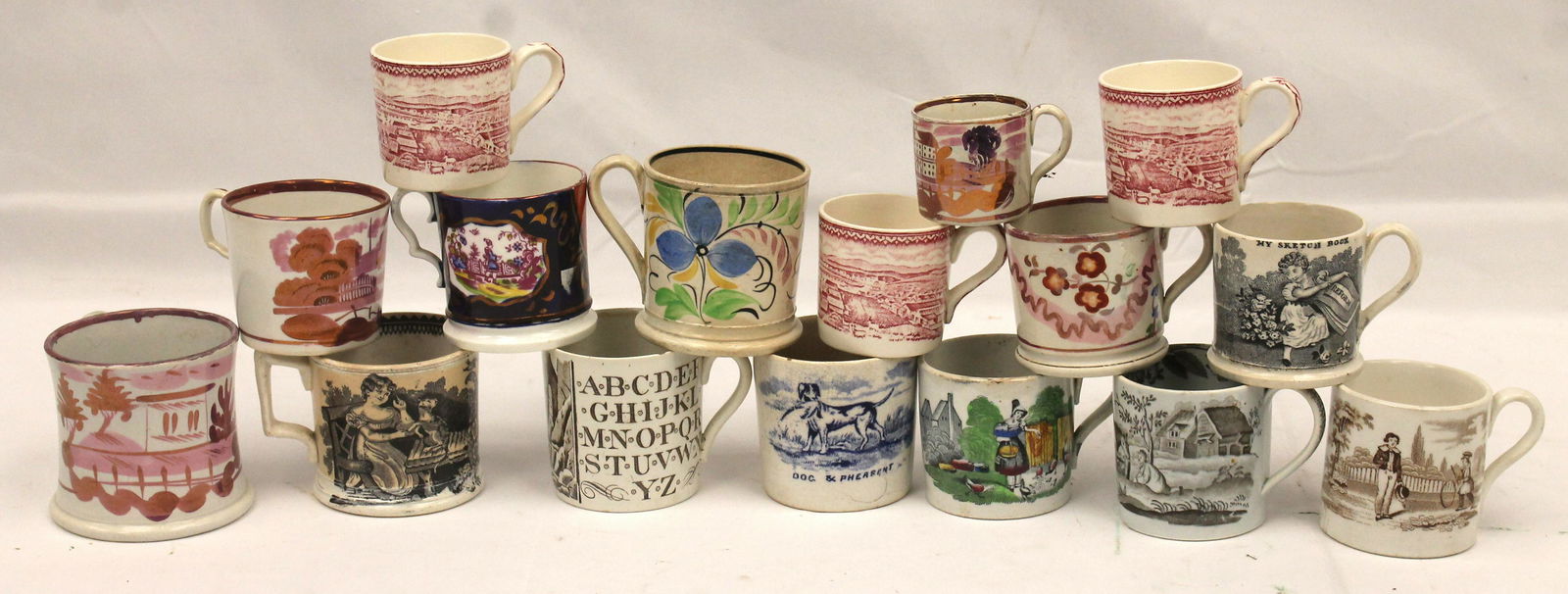 Lot of approx 14 child's porcelain cups: Lot of approx 14 child's porcelain cups