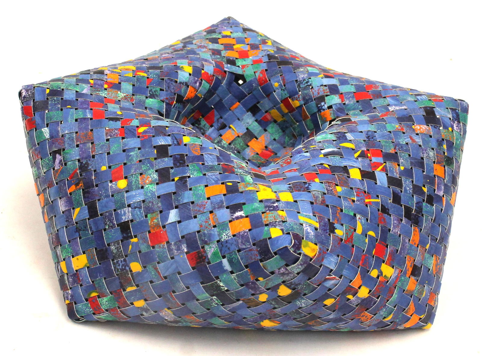 Jackie Abrams fiber art "Blue Ode Double Wall" - 3 1/2" tall x 10 1/2" wide - We have teamed up with (1 of 3)