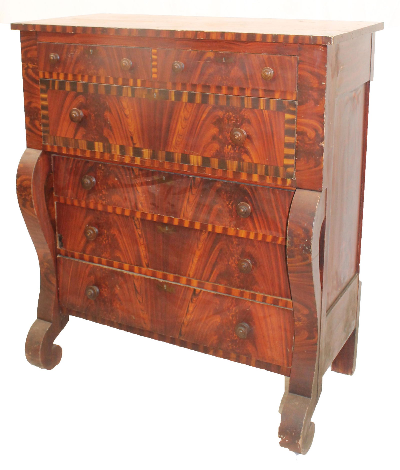 Empire grain painted 2 over 4 drawer chest - 50" tall x 44" wide x 20 1/2" deep (1 of 6)