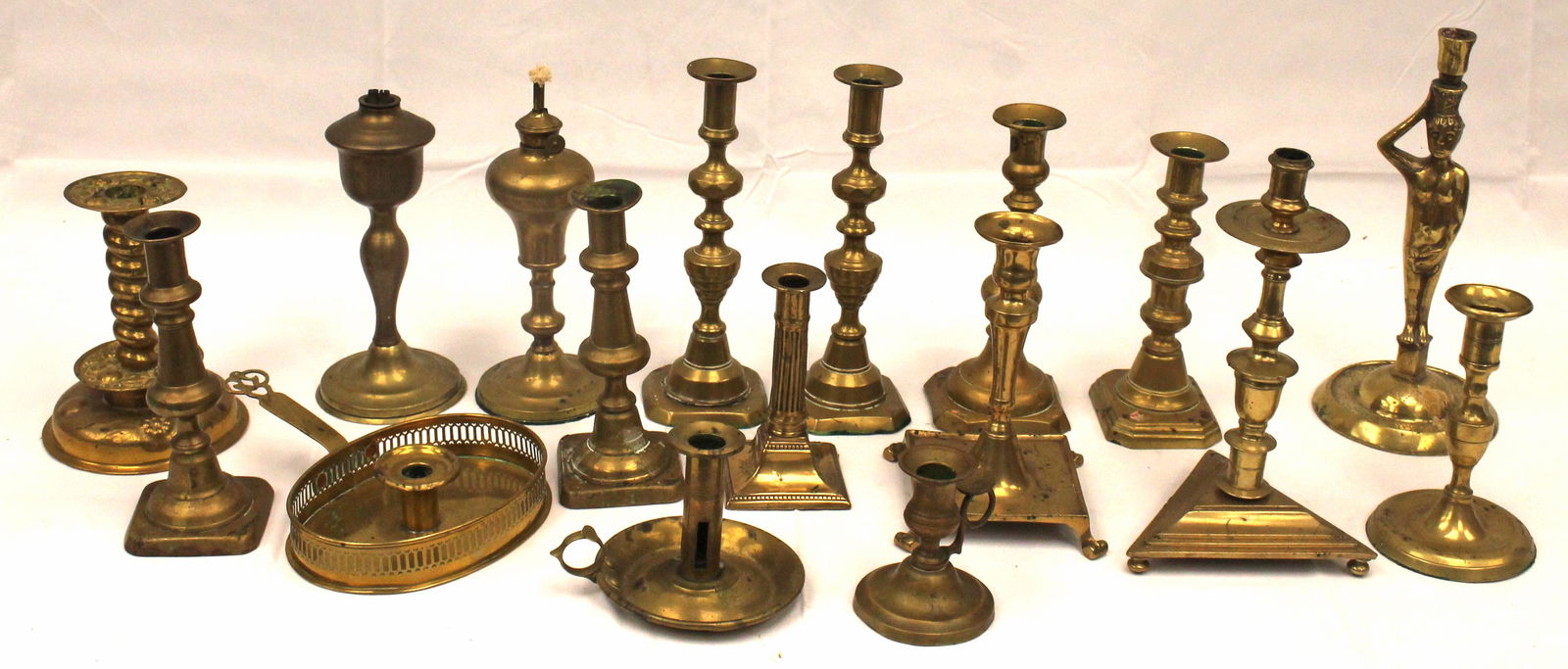 Large lot of brass candlesticks (1 of 7)