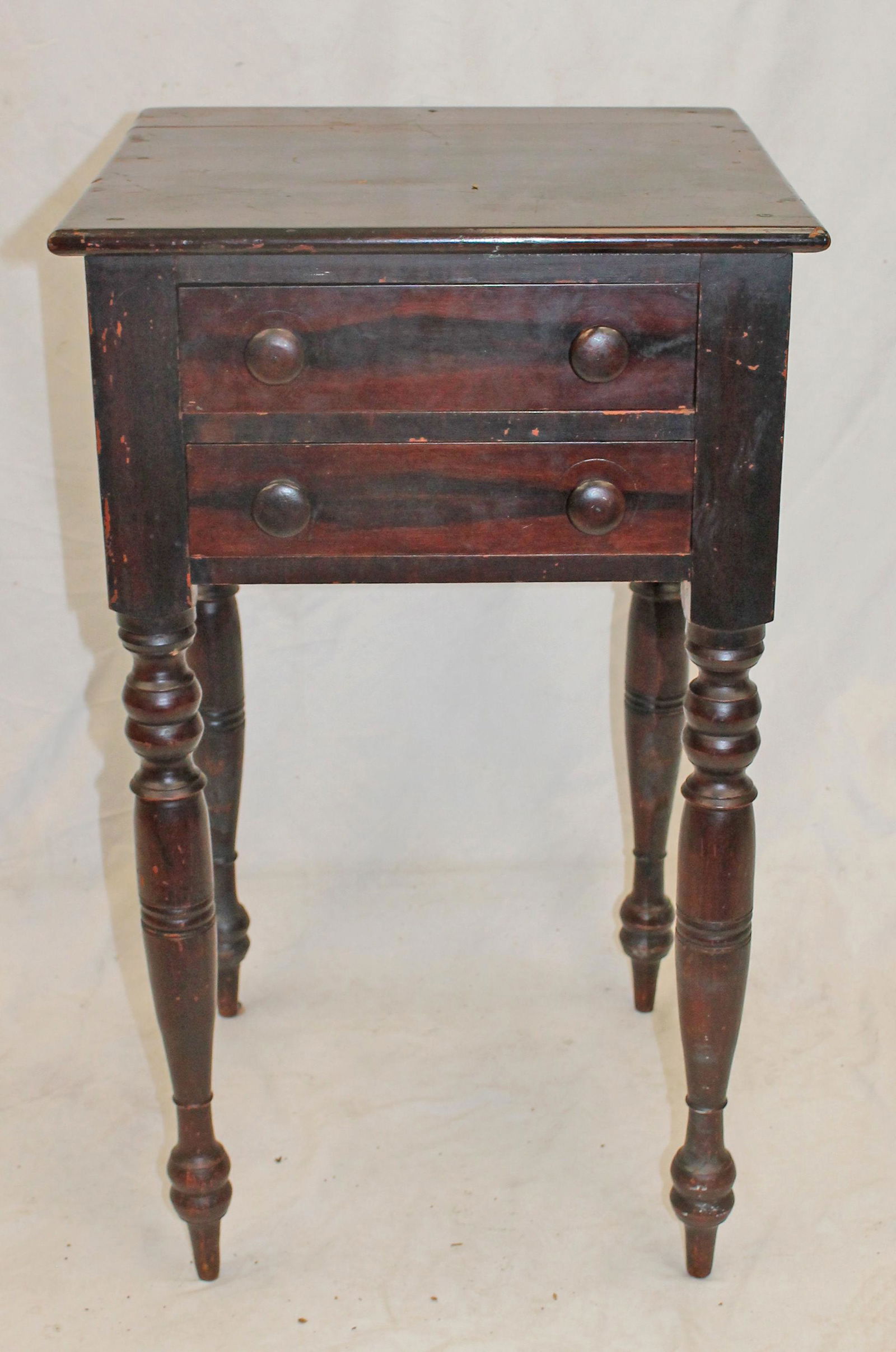 Sheraton grain painted 2 drawer stand - 30" tall x 17 1/2" wide x 17 1/4" deep (1 of 5)