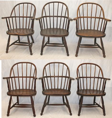 Set of 6 sackback Windsor armchairs - out of a UMASS library - 35" tall w 17" seat height: Set of 6 sackback Windsor armchairs - out of a UMASS library - 35" tall w 17" seat height