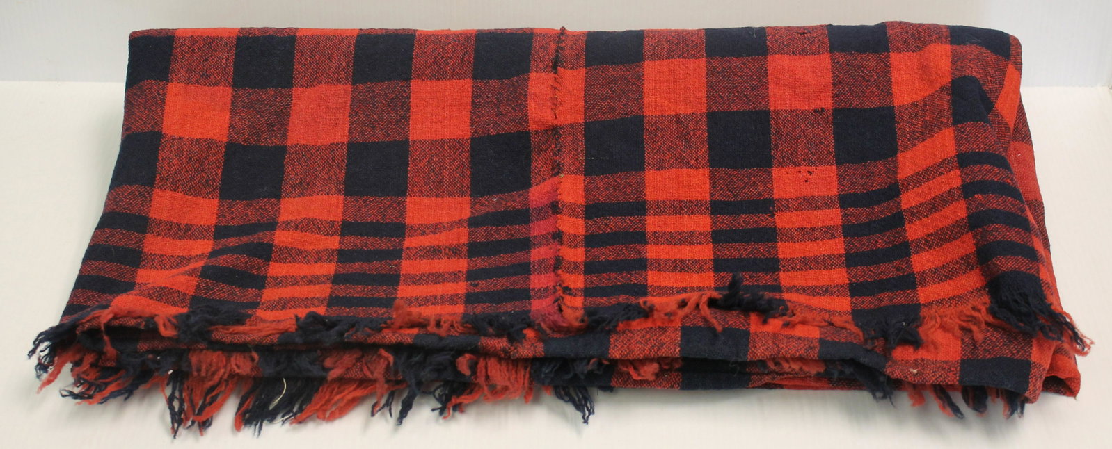 19th Century Blue & Red Hand Woven 2 Panel Blanket. 72" x 72" - good condition with normal wear.: 19th Century Blue & Red Hand Woven 2 Panel Blanket. 72" x 72" - good condition with normal wear.
