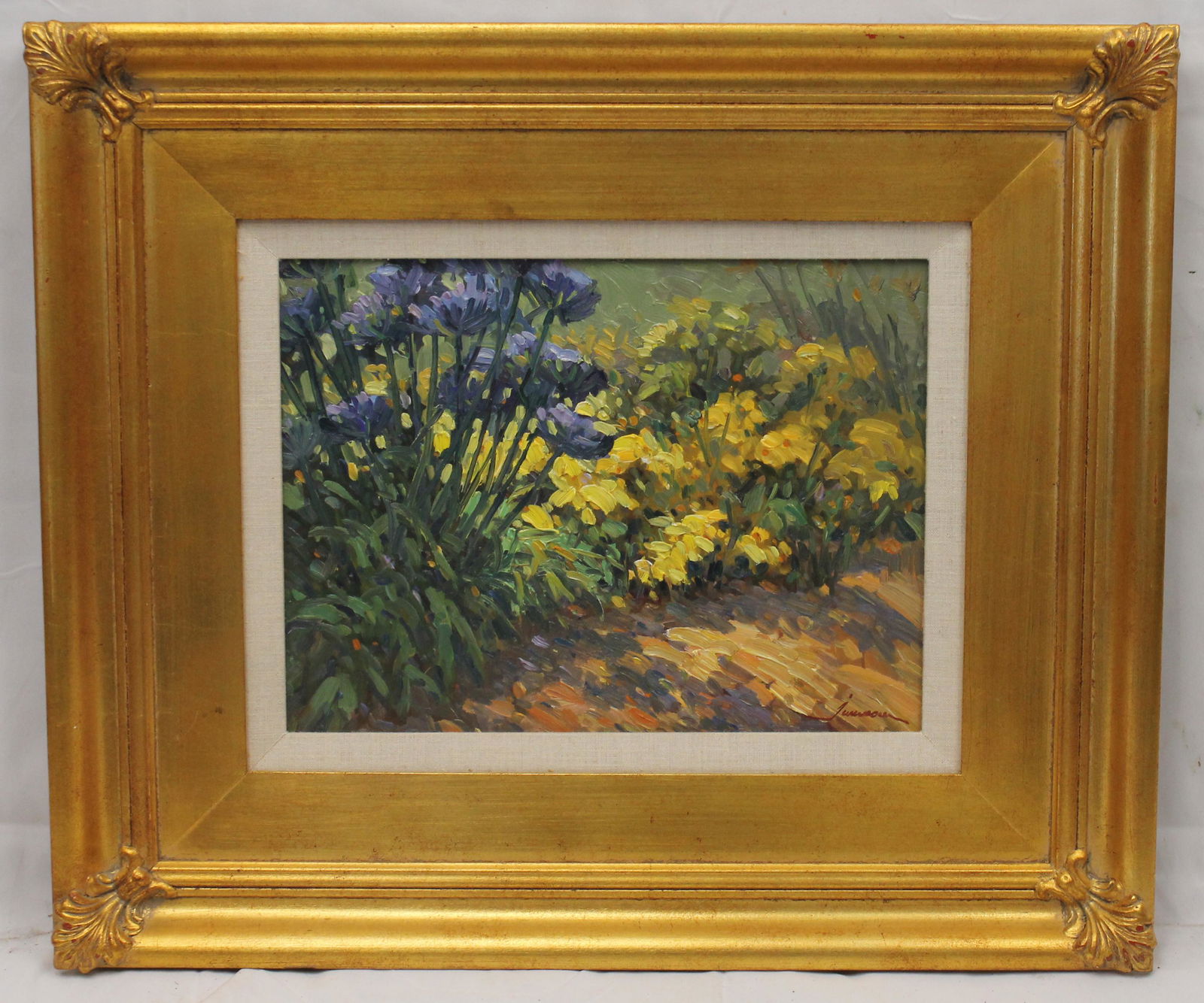 Junn Roca (CA artist) o/c of flowers titled "Floral Pathway" - Roca is a Southern CA artist & member (1 of 5)