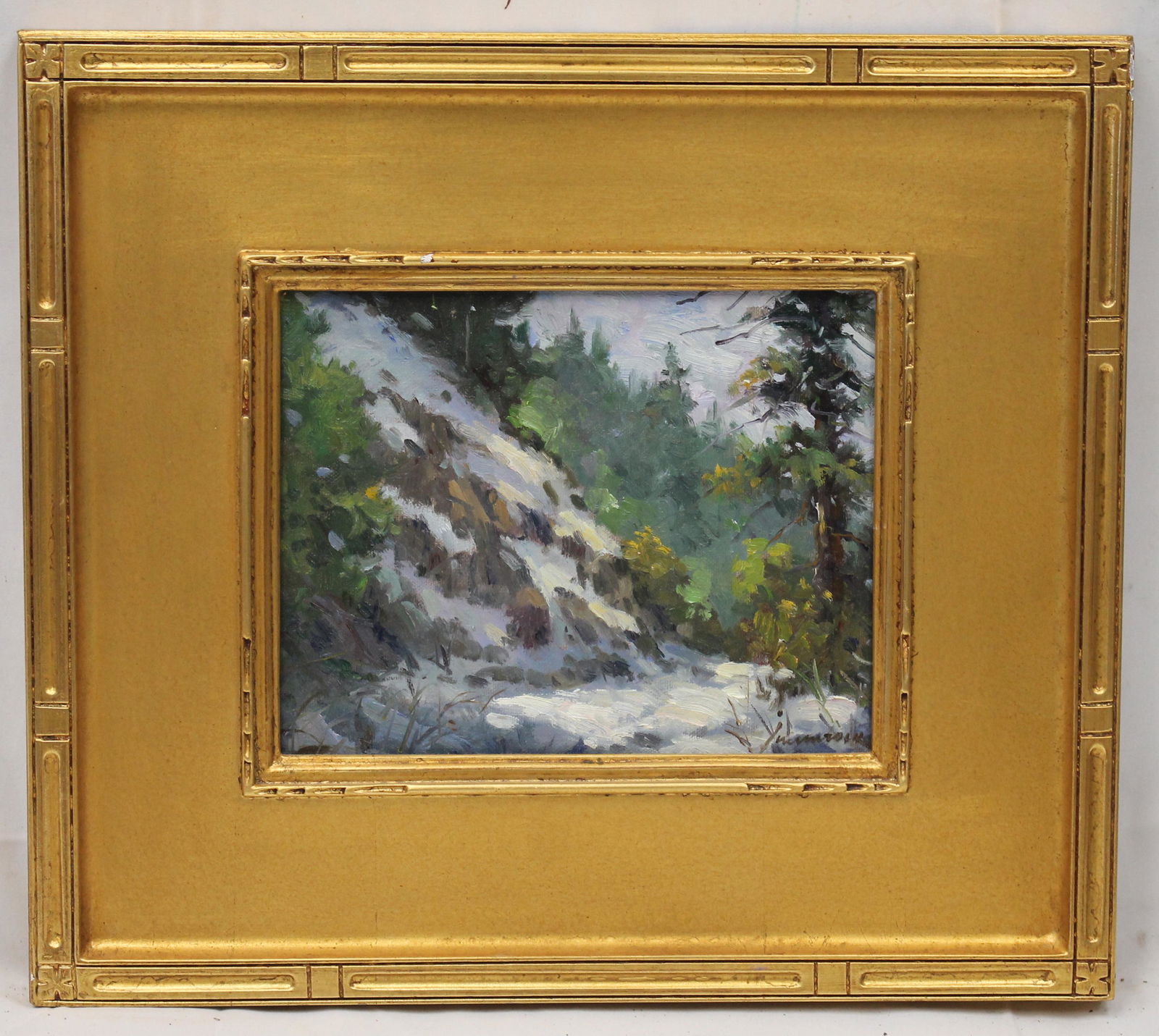 Junn Roca (CA artist) o/c winter scene titled "First Snow 2000" - This was done in plein air at Mt. (1 of 4)