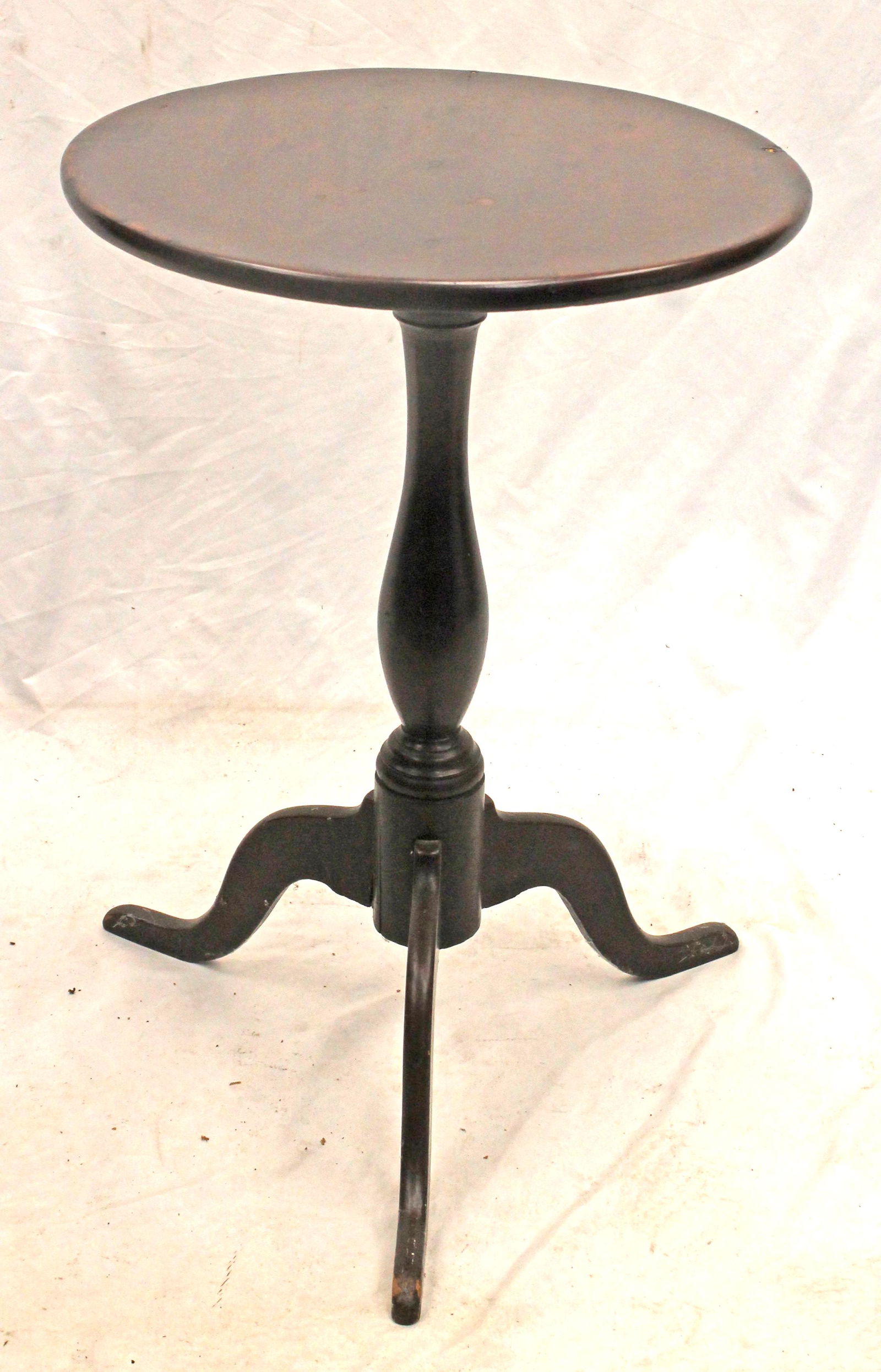 Antique round top candlestand on snake legs - 26 1/2" tall x 18 1/2" diam top (1 of 6)