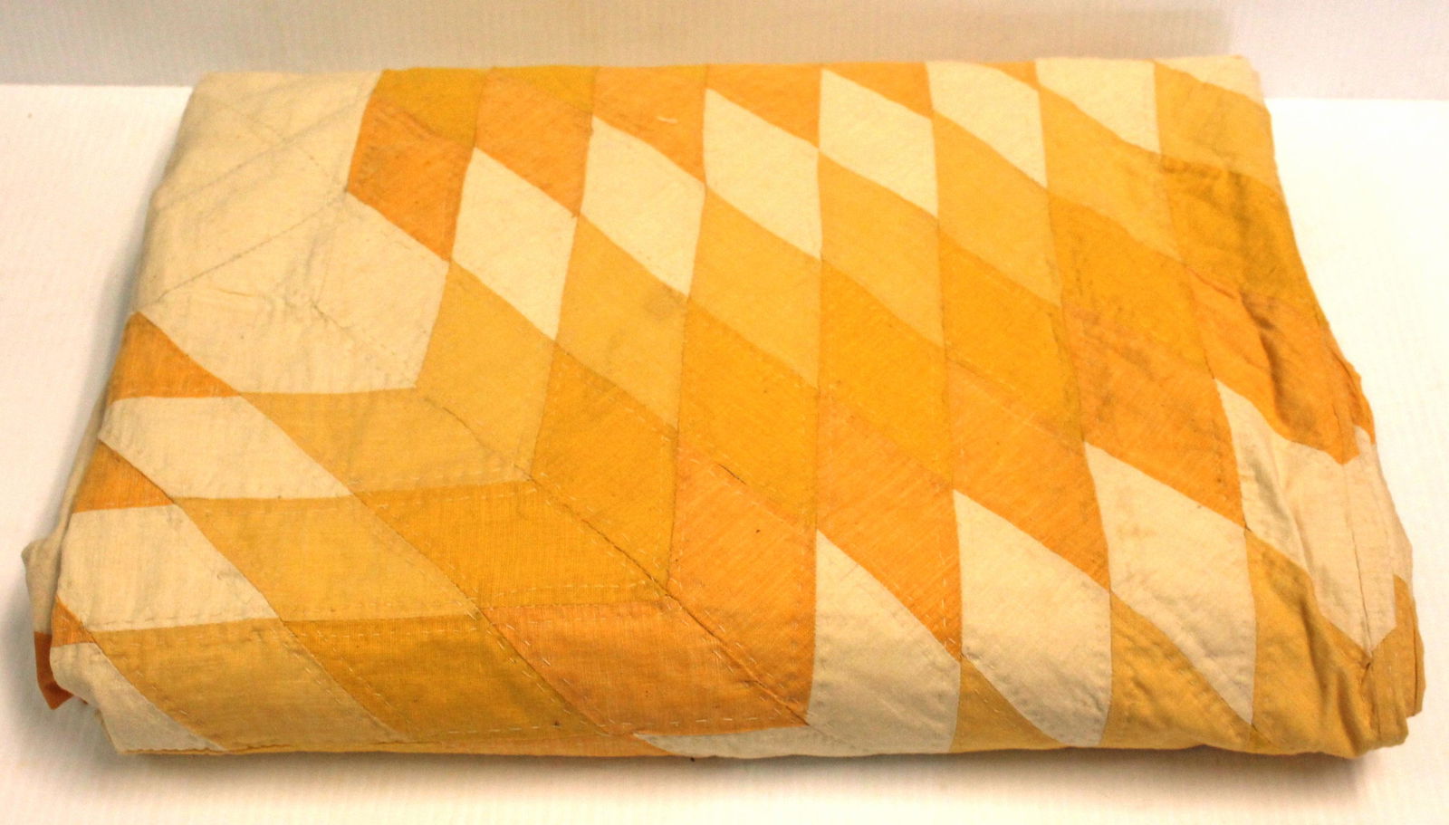 Pieced Patchwork Star Quilt In Shades Of Yellow, All Hand stitched - 68"x68" - good condition (1 of 1)