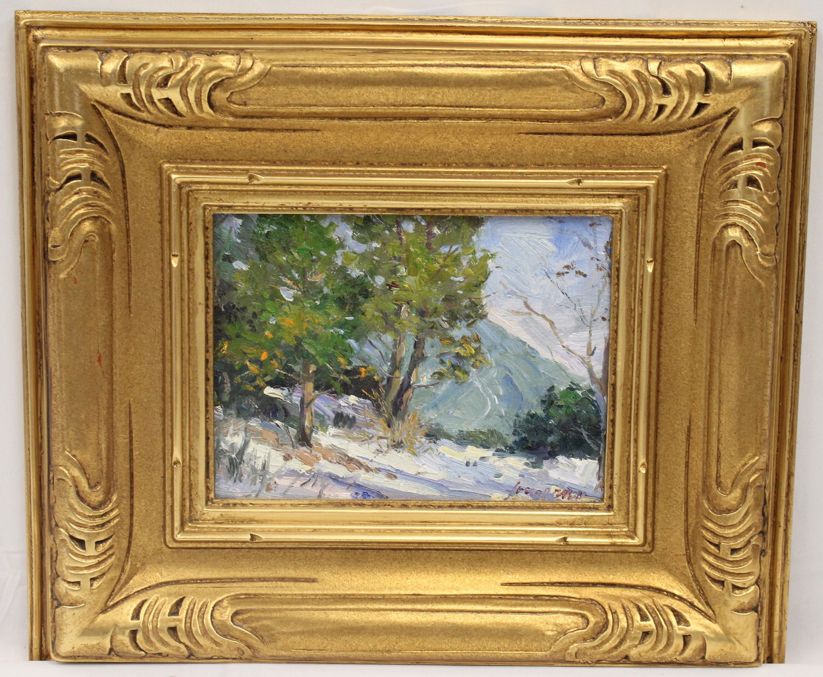 Junn Roca (CA artist) o/c winter scene titled "First Snow 2000" - This was done in plein air at Mt. (1 of 4)