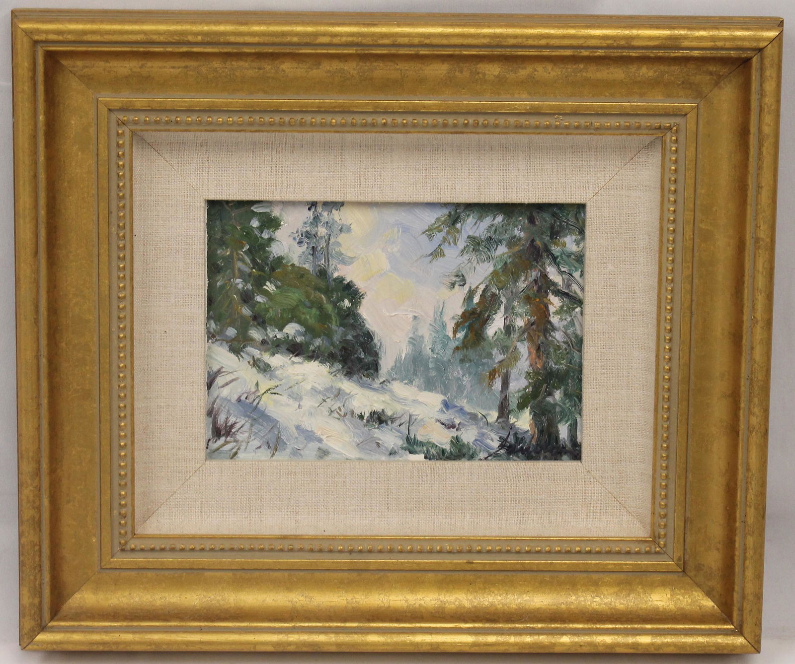 Junn Roca (CA artist) o/c winter scene titled "Chilao Flats, March 2000" - This was done in plein (1 of 4)