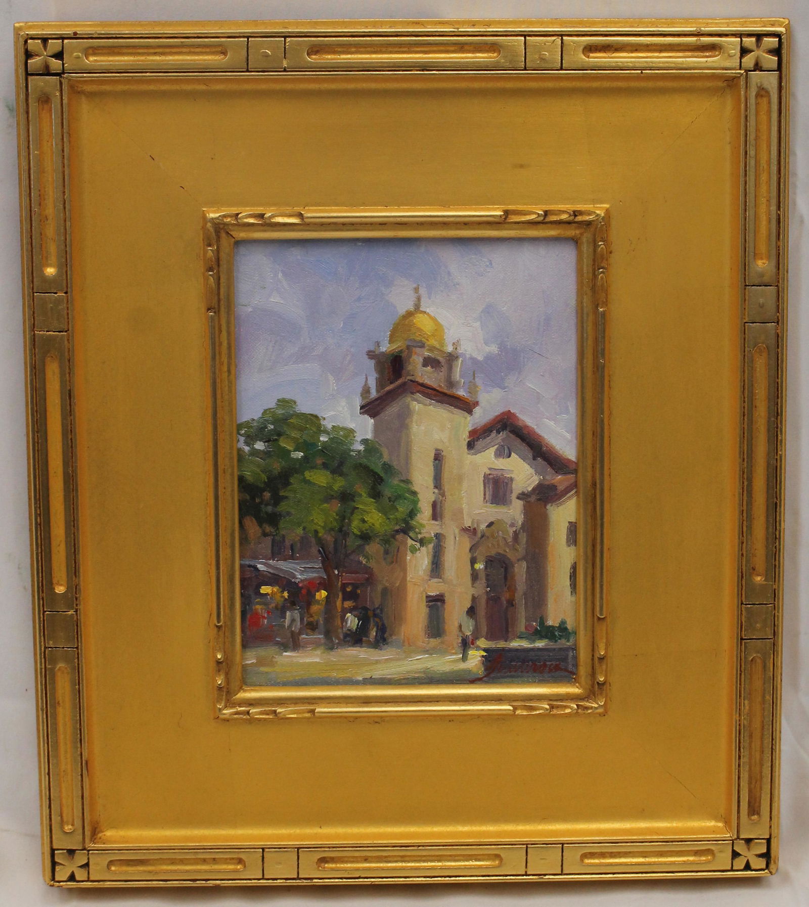 Junn Roca (CA artist) o/c landscape "Olvera Street, Los Angeles" - This was done in plein air on (1 of 4)
