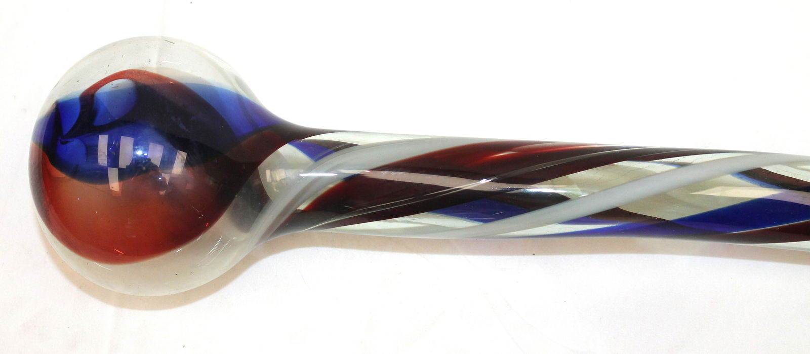 Red, White, Blue And Clear Blown Swirl, Glass Blowers Whimsy Cane/ Parade Baton - 60" (1 of 5)